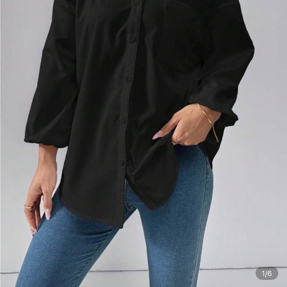 Shein off shoulder Elegant Black Women's Asymmetrical Blouse - Picture 3 of 4